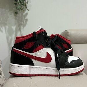 Jordan 1 Mid Gym Red Black and White Shoes